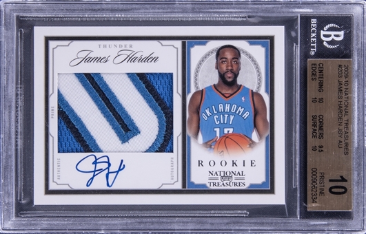 2009-10 Panini National Treasures #203 James Harden Signed Patch Rookie Card (#78/99) - BGS PRISTINE 10 - POP 2!